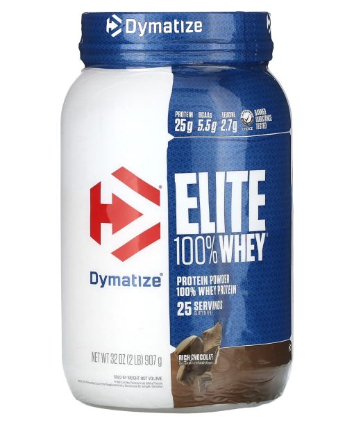 Dymatize, Elite 100% Whey Protein Powder, Rich Chocolate, 2 lbs (907 g)