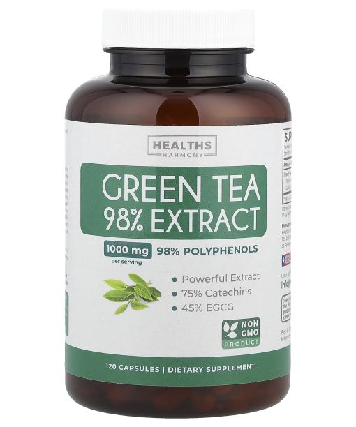 Healths Harmony, Green Tea 98% Extract, 120 Capsules (500 mg per Capsule)