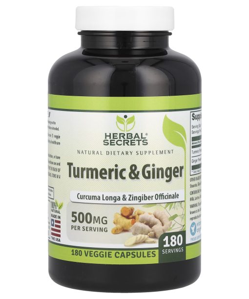 Herbal Secrets, Turmeric & Ginger, 500 mg, 180 Veggie Capsules