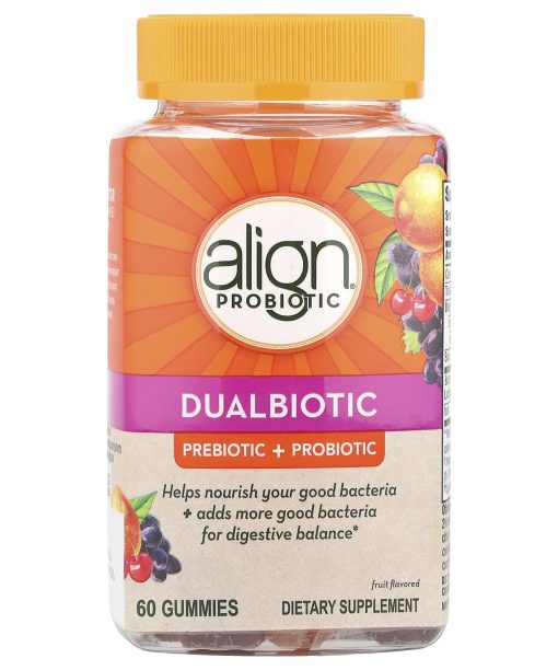 Align Probiotics, Dualbiotic, Prebiotic + Probiotic, Fruit, 60 Gummies