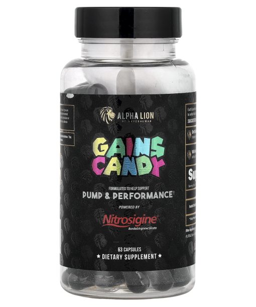 ALPHA LION, Gains Candy, Nitrosigine®, 63 Capsules (500 mg per Capsule)