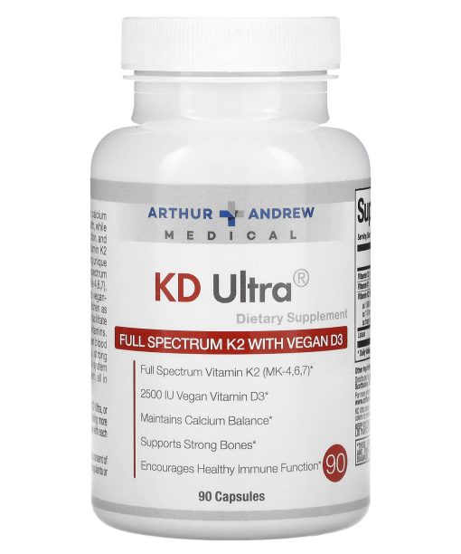 Arthur Andrew Medical, KD Ultra, Full Spectrum K2 with Vegan D3, 90 Capsules