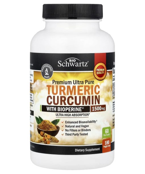BioSchwartz, Premium Ultra Pure, Turmeric Curcumin With Bioperine®, 180 Veggie Caps