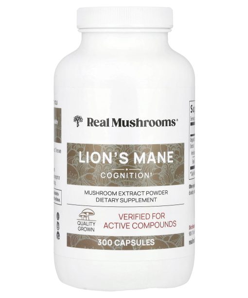 Real Mushrooms, Lion's Mane, Mushroom Extract Powder, 300 Capsules