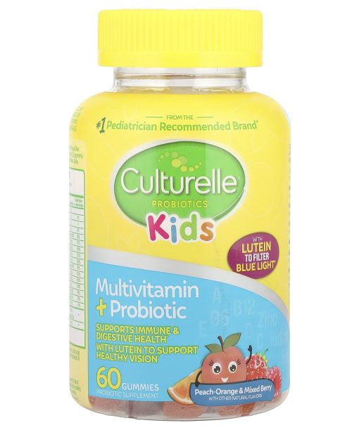 Culturelle, Kids Probiotics, Multivitamin + Probiotic, Peach-Orange & Mixed Berry, 60 Gummies