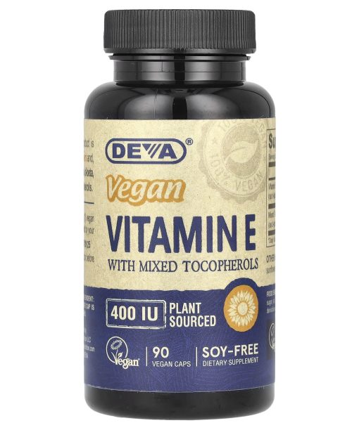 Deva, Vegan Vitamin E with Mixed Tocopherols, 400 IU, 90 Vegan Caps