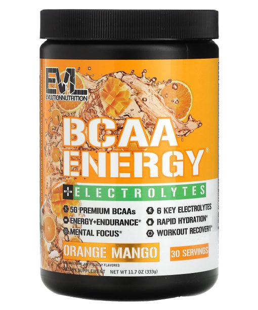 EVLution Nutrition, BCAA Energy Plus Electrolytes, Orange Mango, 11.7 oz (333 g)