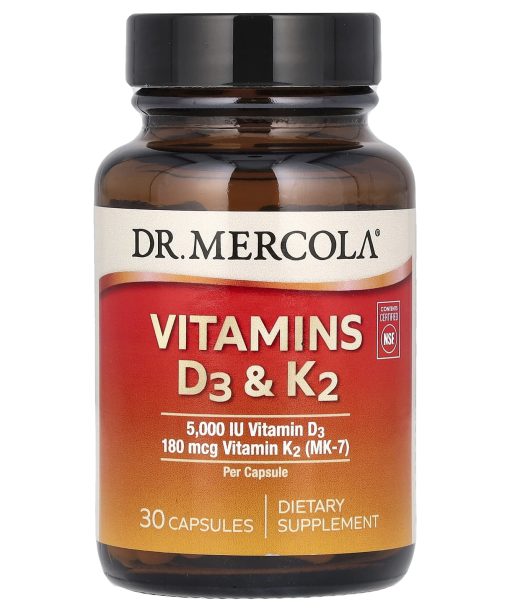 Dr. Mercola, Vitamins D3 & K2, 30 Capsules