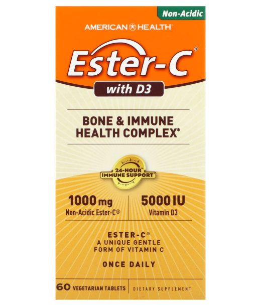 American Health, Ester-C® with D3, 60 Vegetarian Tablets