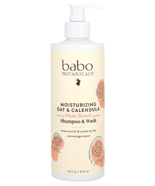 Babo Botanicals, Moisturizing Shampoo & Wash, Oat & Calendula, 16 fl oz (473 ml)