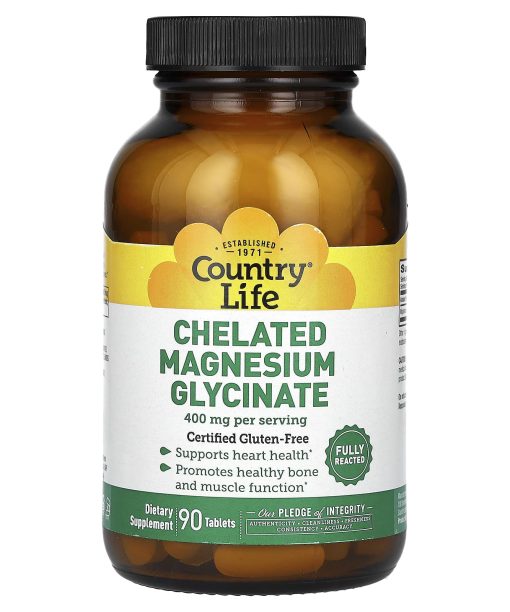 Country Life, Chelated Magnesium Glycinate, 90 Tablets (133 mg per Tablet )