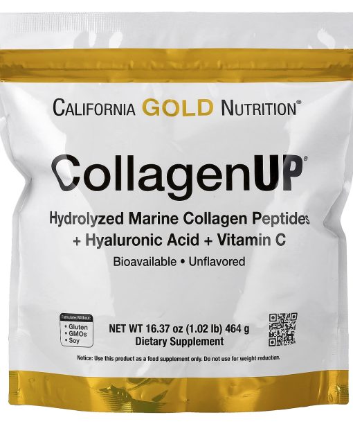 California Gold Nutrition, CollagenUP®, Hydrolyzed Marine Collagen Peptides with Hyaluronic Acid and Vitamin C, Unflavored, 1.02 lb (464 g)