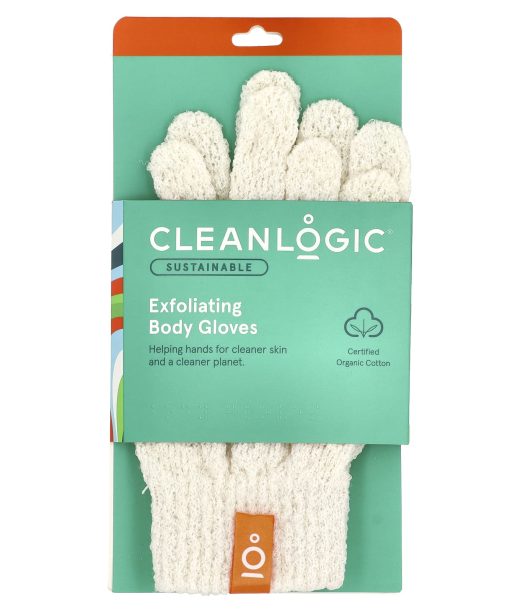 CleanLogic, Sustainable, Exfoliating Body Gloves, 1 Pair