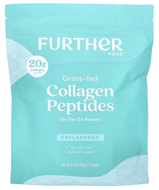 Further Food, Grass-Fed Collagen Peptides, Unflavored, 12 Packets, 0.71 oz (20 g) Each