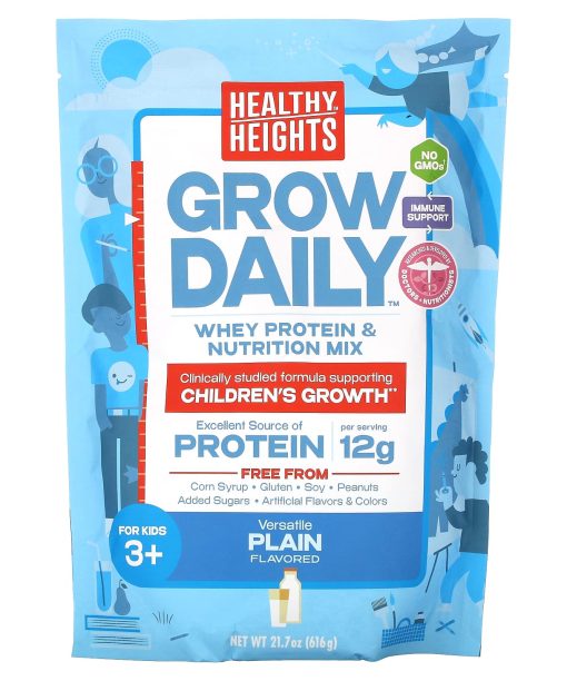 Healthy Heights, Grow Daily, Whey Protein & Nutrition Mix, For Kids 3+, Plain, 21.7 oz (616 g)