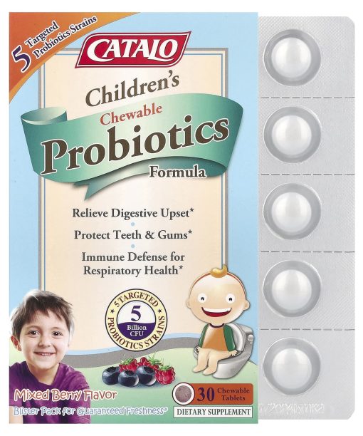 CATALO, Children's Chewable Probiotics Formula, Mixed Berry, 5 Billion CFU, 30 Chewable Tablets
