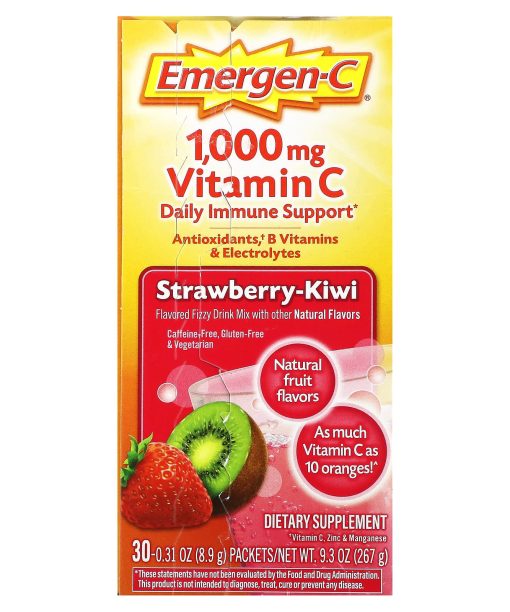 Emergen-C, Vitamin C, Strawberry-Kiwi, 1,000 mg, 30 Packets, 0.31 oz (8.9 g) Each