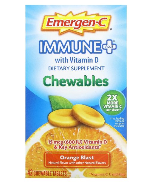 Emergen-C, Immune Plus® With Vitamin D, Orange Blast, 42 Chewable Tablets