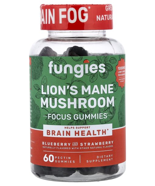 Fungies, Lion's Mane Mushroom Gummies, Blueberry and Strawberry, 60 Pectin Gummies