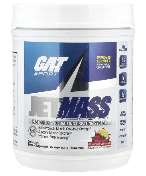 GAT, JetMASS®, Fast-Acting Volumizing Creatine System, Strawberry Lemonade, 1.65 lbs (750 g)