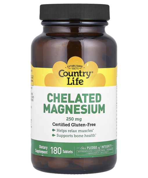Country Life, Chelated Magnesium, 250 mg, 180 Tablets