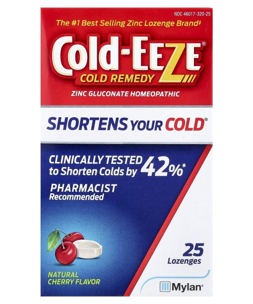 Cold Eeze, Cold Remedy, Zinc Gluconate Homeopathic, Natural Cherry, 25 Lozenges