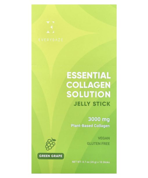 Everydaze, Essential Collagen Solution Jelly Stick, Green Grape, 10 Sticks, 0.7 oz (20 g) Each