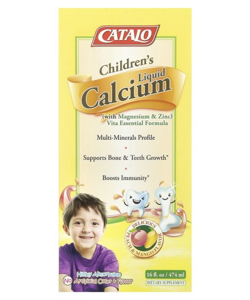 CATALO, Children's Liquid Calcium with Magnesium & Zinc, Peach and Mango, 16 fl oz (474 ml)