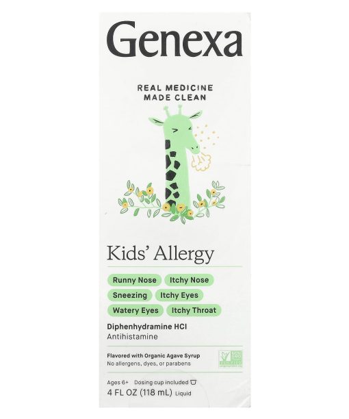 Genexa, Kids' Allergy, Ages 6+, Organic Agave, 4 fl oz (118 ml)