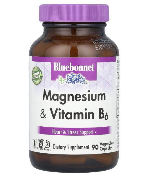 Bluebonnet Nutrition, Magnesium & Vitamin B6, 90 Vegetable Capsules