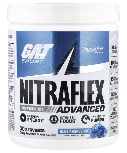 GAT, Sport, NITRAFLEX® Advanced, Pre-Workout, Blue Raspberry, 10.6 oz (300 g)