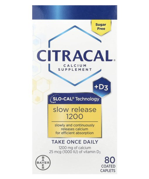 Citracal, Calcium Supplement + D3, Slow Release 1200 , 80 Coated Tablets