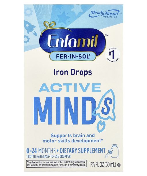 Enfamil, Fer-In-Sol®, Iron Drops, Active Minds, 0-24 Months, 1 2/3 fl oz (50 ml)