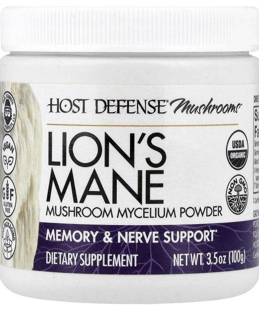 Host Defense® Mushrooms™, Lion's Mane, Mushroom Mycelium Powder, 3.5 oz (100 g)