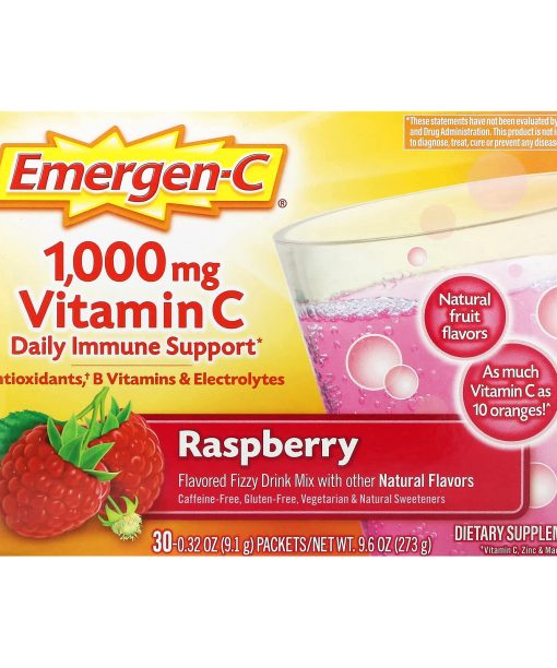 Emergen-C, Vitamin C, Raspberry, 30 Packets, 0.32 oz (9.1 g) Each