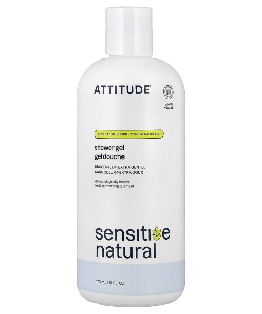 ATTITUDE, Sensitive Natural, Shower Gel, Unscented, 16 fl oz (473 ml)
