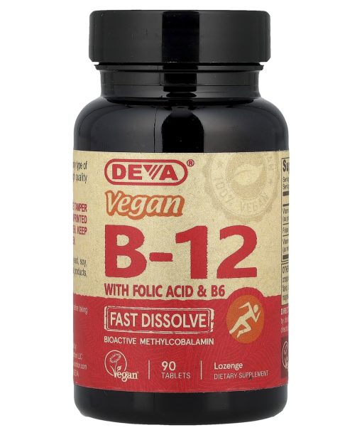 Deva, Vegan B12 with Folic Acid & B6, Fast-Dissolve, 90 Tablets