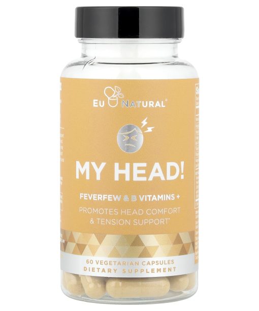 Eu Natural, My Head!, Feverfew & B Vitamins +, 60 Vegetarian Capsules