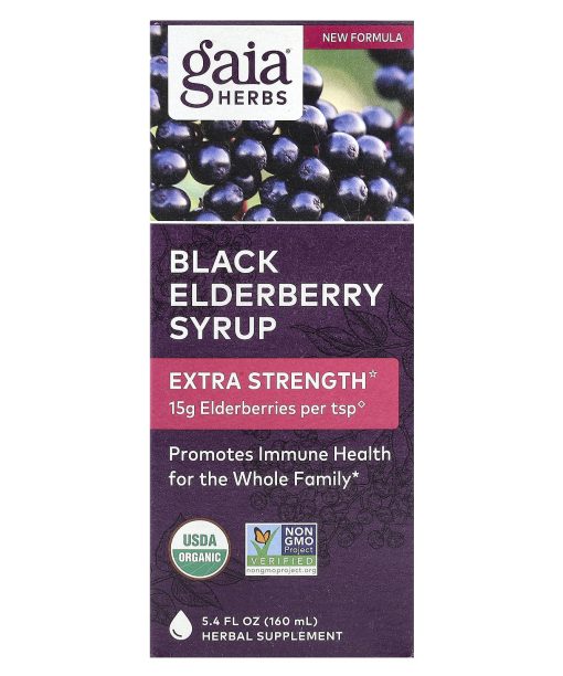 Gaia Herbs, Black Elderberry Syrup, 5.4 fl oz (160 ml)