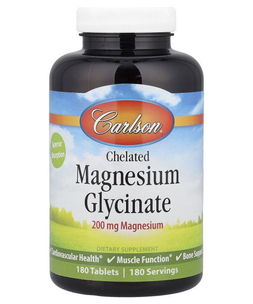 Carlson, Chelated Magnesium Glycinate, 200 mg, 180 Tablets