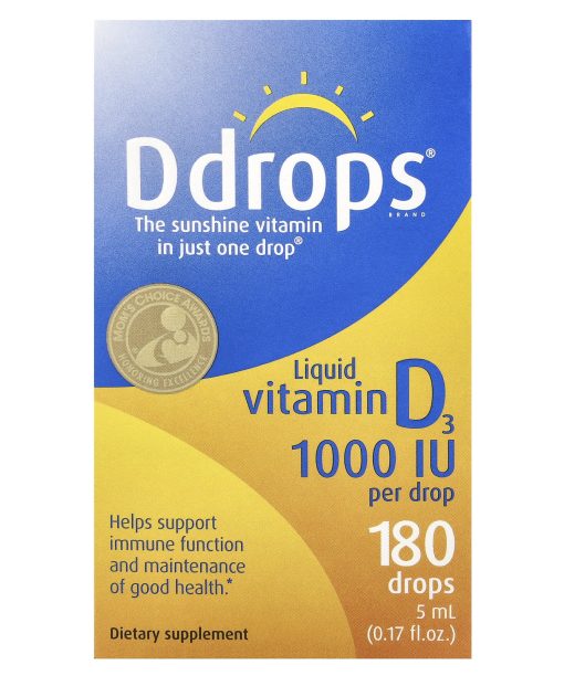 Ddrops, Liquid Vitamin D3, 1000 IU, 0.17 fl oz (5 ml)