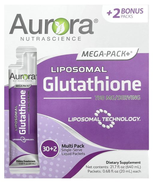 Aurora Nutrascience, Mega-Pack+®, Liposomal Glutathione, 32 Packets, 0.68 fl oz (20 ml) Each