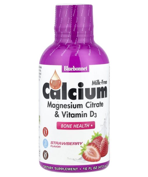 Bluebonnet Nutrition, Liquid Calcium, Magnesium Citrate & Vitamin D3, Strawberry, 16 fl oz (473 ml)