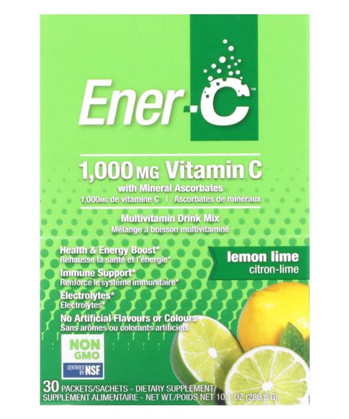 Ener-C, Vitamin C, Multivitamin Drink Mix, Lemon Lime, 1,000 mg, 30 Packets, 0.3 oz (9.56 g) Each