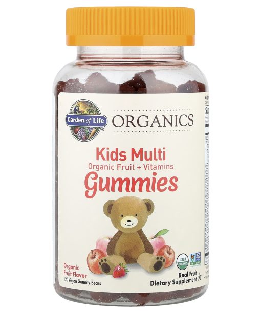 Garden of Life, Organics, Kids Multi Gummies, Organic Fruit + Vitamins, Fruit, 120 Vegan Gummy Bears