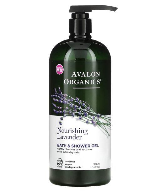 Avalon Organics, Bath & Shower Gel, Nourishing Lavender, 32 fl oz (946 ml)