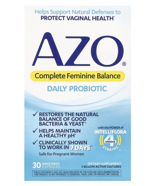 AZO, Complete Feminine Balance, Daily Probiotic, 5 Billion, 30 Once Daily Capsules