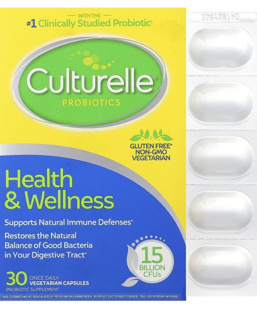Culturelle, Probiotics, Health & Wellness, 50 mg (15 Billion CFUs), 30 Vegetarian Capsules