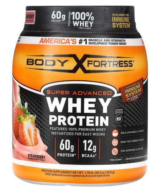 Body Fortress, Super Advanced Whey Protein, Strawberry , 1.78 lb (810 g)