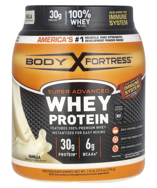 Body Fortress, Super Advanced Whey Protein, Vanilla, 1.74 lb (792 g)